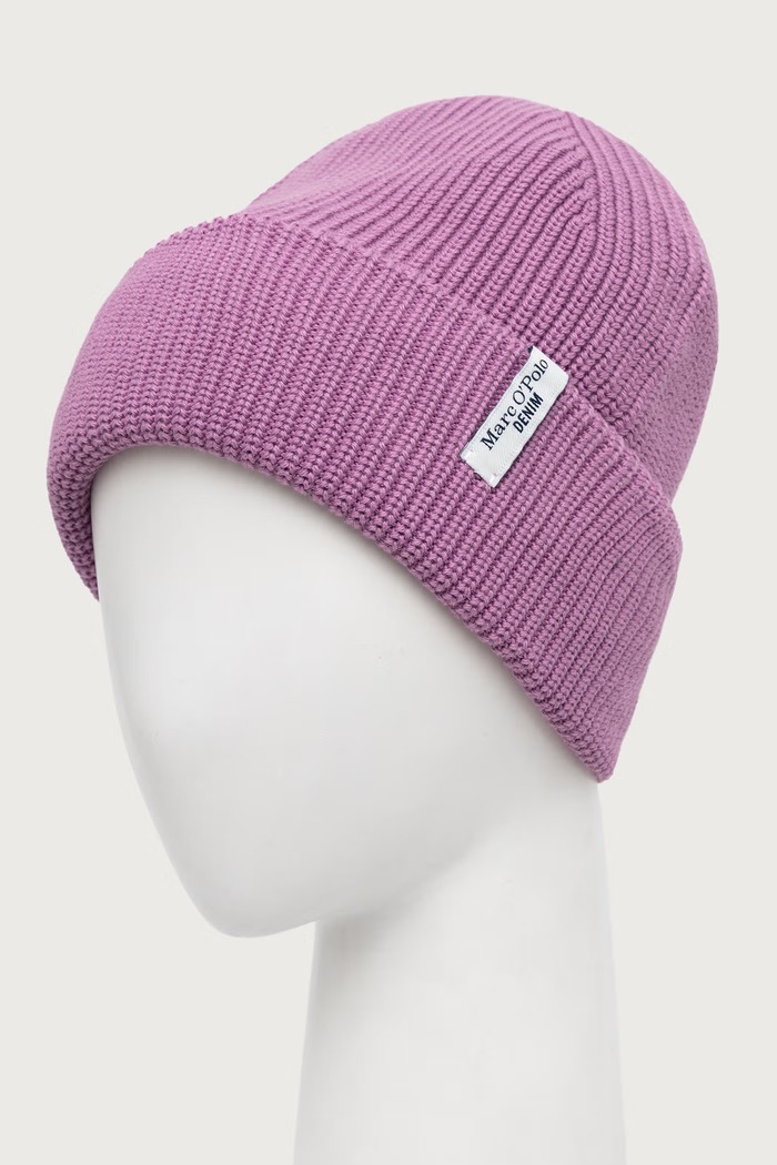 Marc O'Polo Czapka beanie damska bawełniana 5000007169 fioletowy AW25