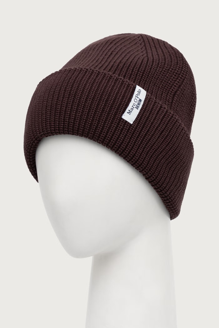Marc O'Polo Czapka beanie damska bawełniana 5000007169 brązowy AW25