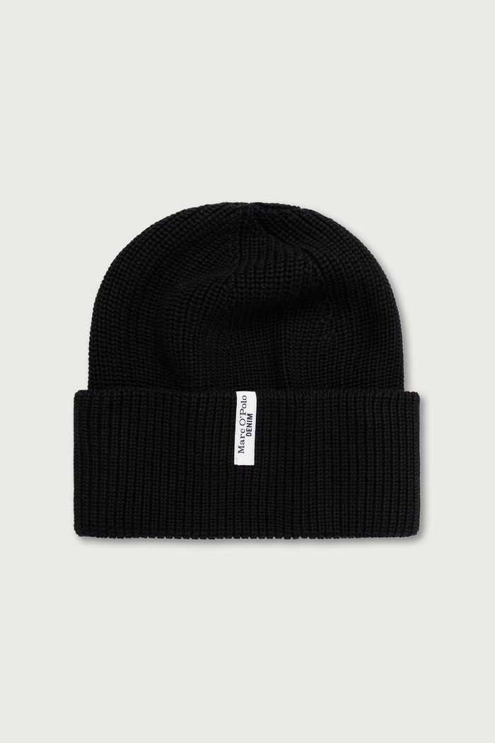 Marc O'Polo Czapka beanie damska bawełniana czarny 5000007169