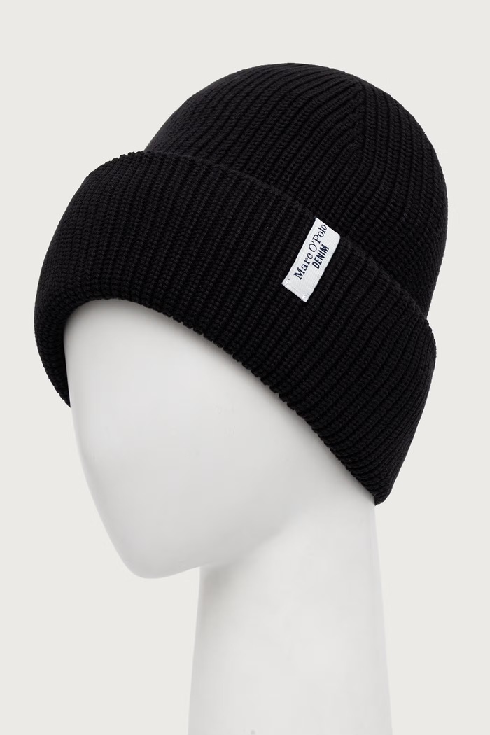 Marc O'Polo Czapka beanie damska bawełniana 5000007169 czarny AW25