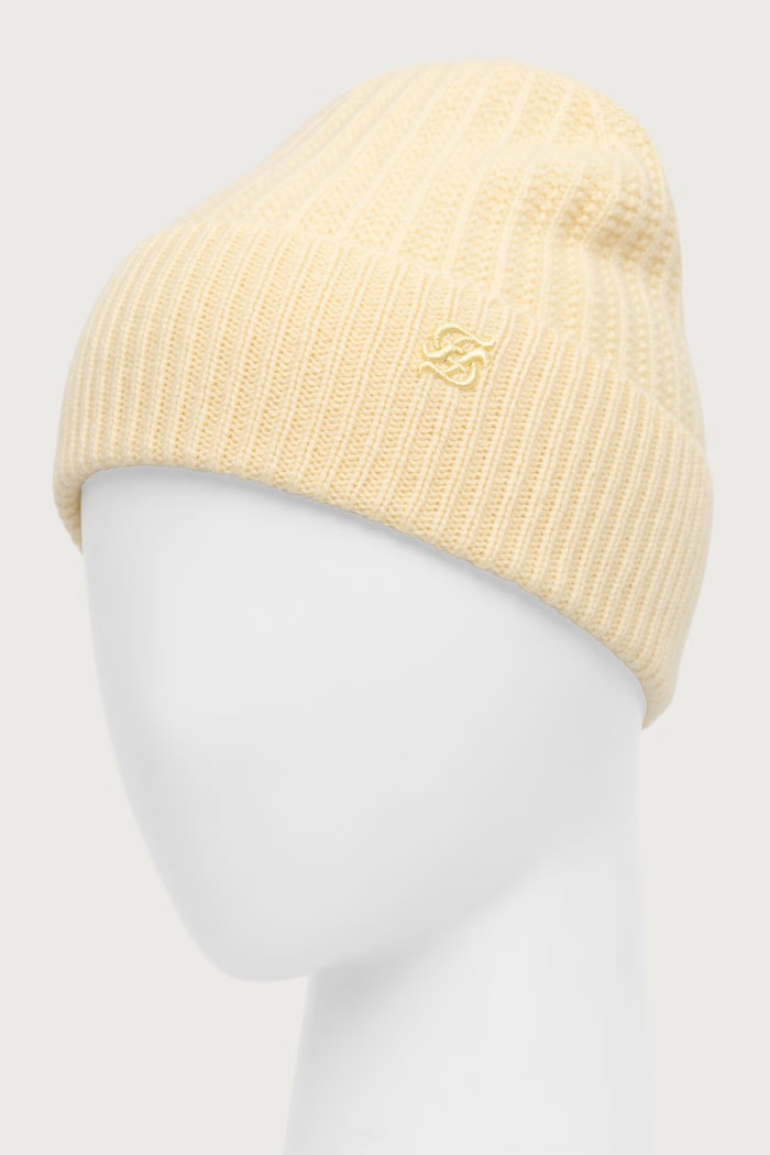 From Future Czapka damska kaszmirowa ABO03515 żółty AW25