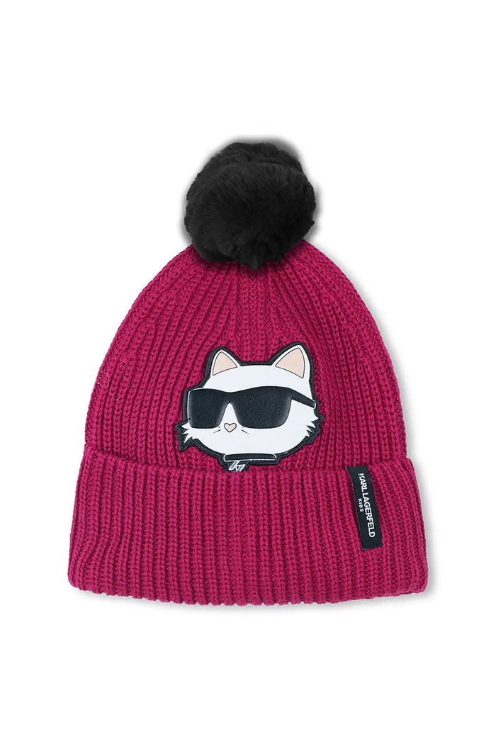 Dětská čepice a nákrčník Karl Lagerfeld Z31011.56.58 růžová AW25