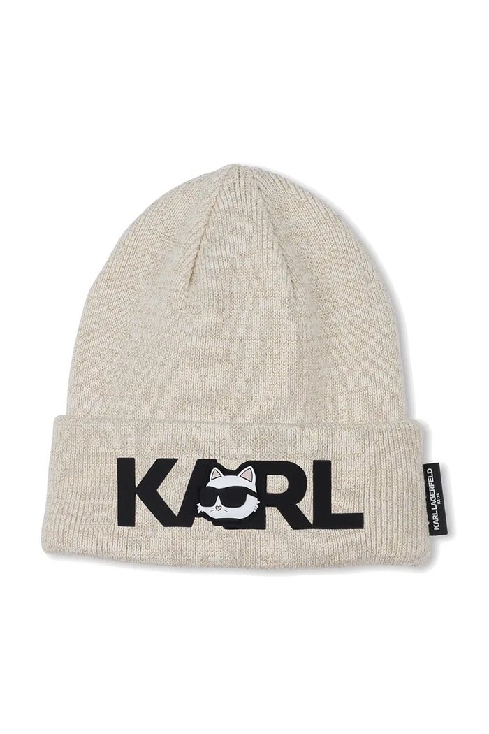 Детска памучна шапка и шал Karl Lagerfeld Z31013.50.56 бежов AW25