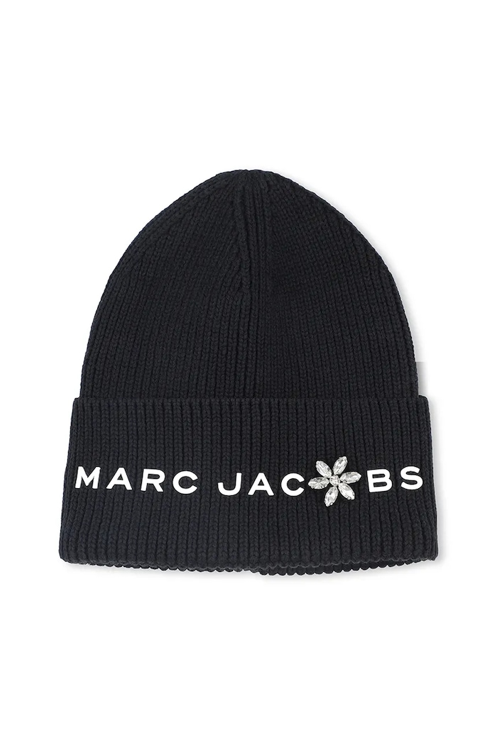 Pamučna kapa za djecu Marc Jacobs natpis crna W60675