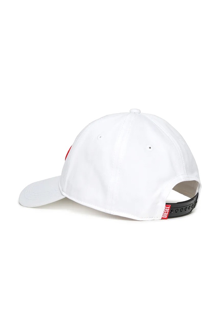 Детска памучна шапка с козирка Diesel FCORRYJACQWASH HAT J02336 бял AW25