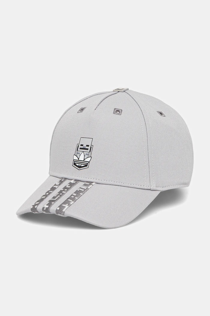 adidas Originals czapka z daszkiem bawełniana dziecięca MINECRAFT nadruk szary JW2982
