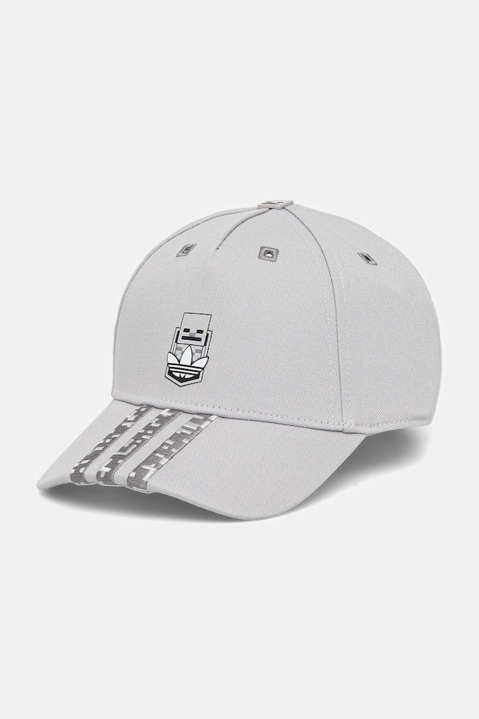 adidas Originals czapka z daszkiem bawełniana dziecięca MINECRAFT nadruk szary JW2982