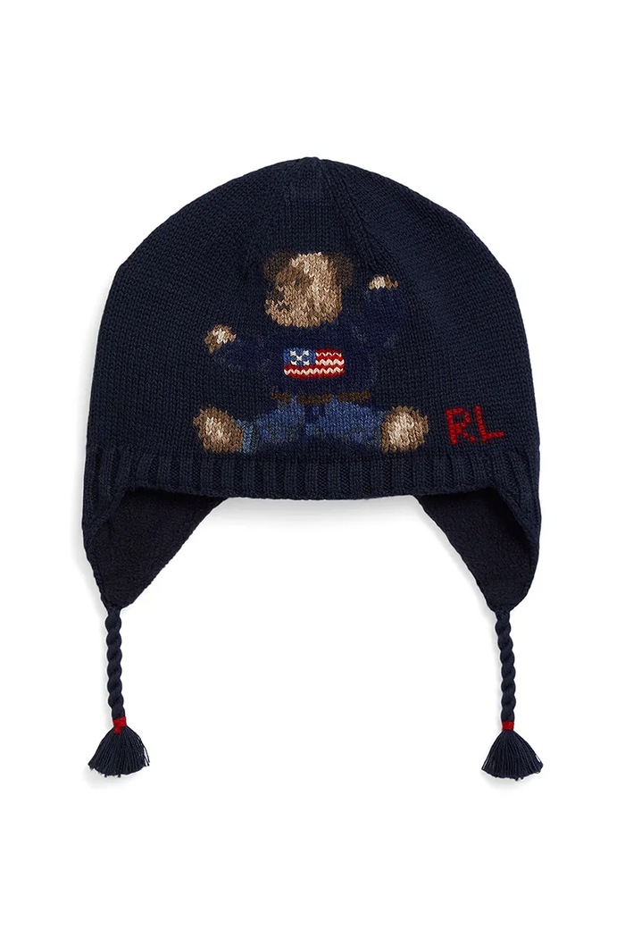 Детска вълнена шапка Polo Ralph Lauren средно дебел тъмносин 320980661001