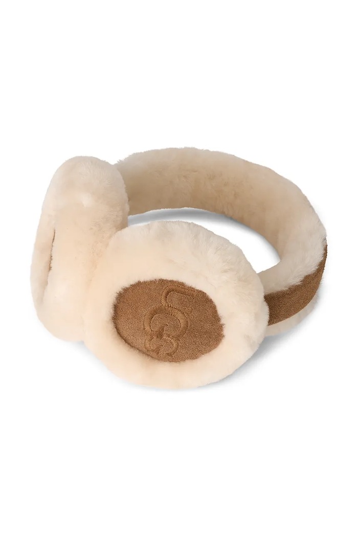 UGG Dječji grijači za uši od brušene kože UGG EMBROIDERED LOGO EARMUFF 103188 smeđa AW25