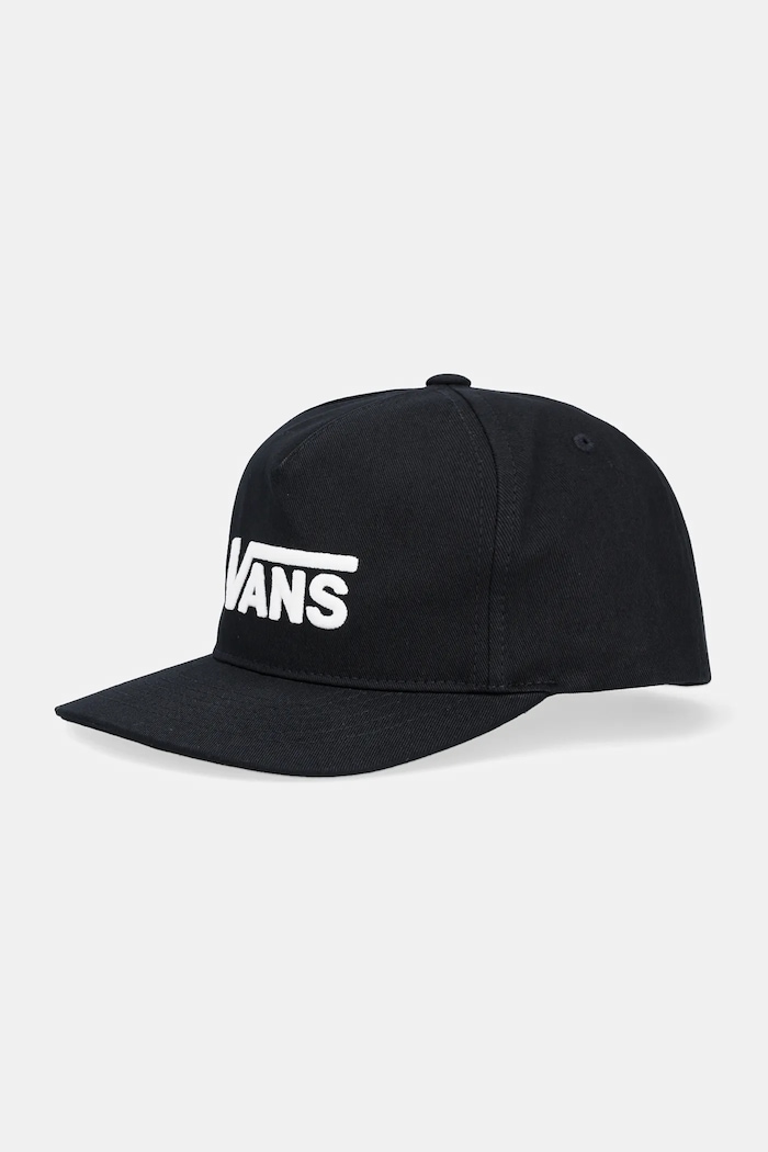 Детска памучна шапка с козирка Vans Drop V Logo Snapback черен VN000Q19BLK1