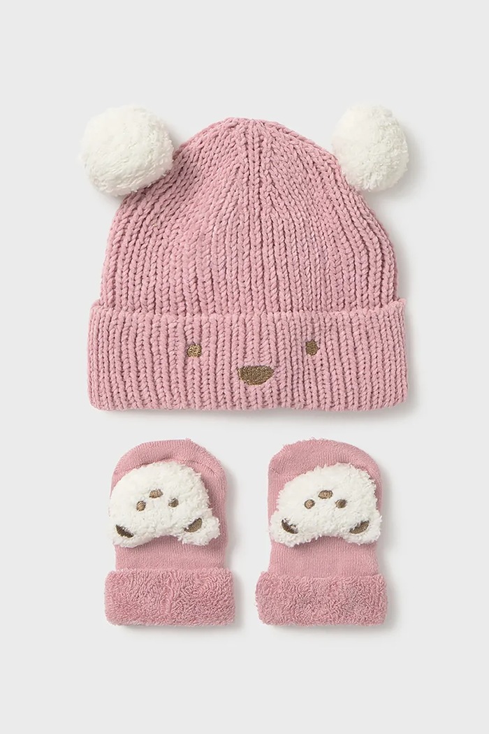 Detská čiapka a ponožky Mayoral Newborn stredne hrubá ružová 9933.1H.Newborn.9BYA