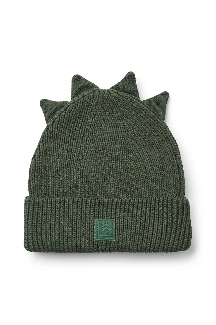 Liewood czapka bawełniana dziecięca Gina Dino Beanie aplikacja zielony LW20197.9BYA