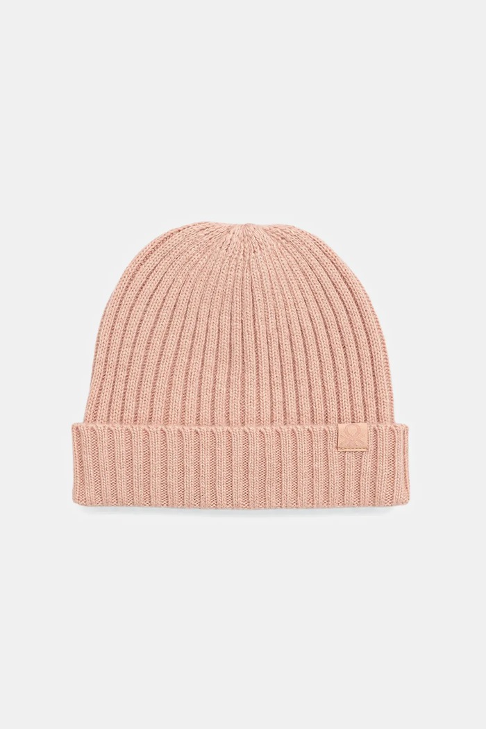 United Colors of Benetton czapka z wełną dziecięca cienka beżowy 126WGA006.P.seasonal