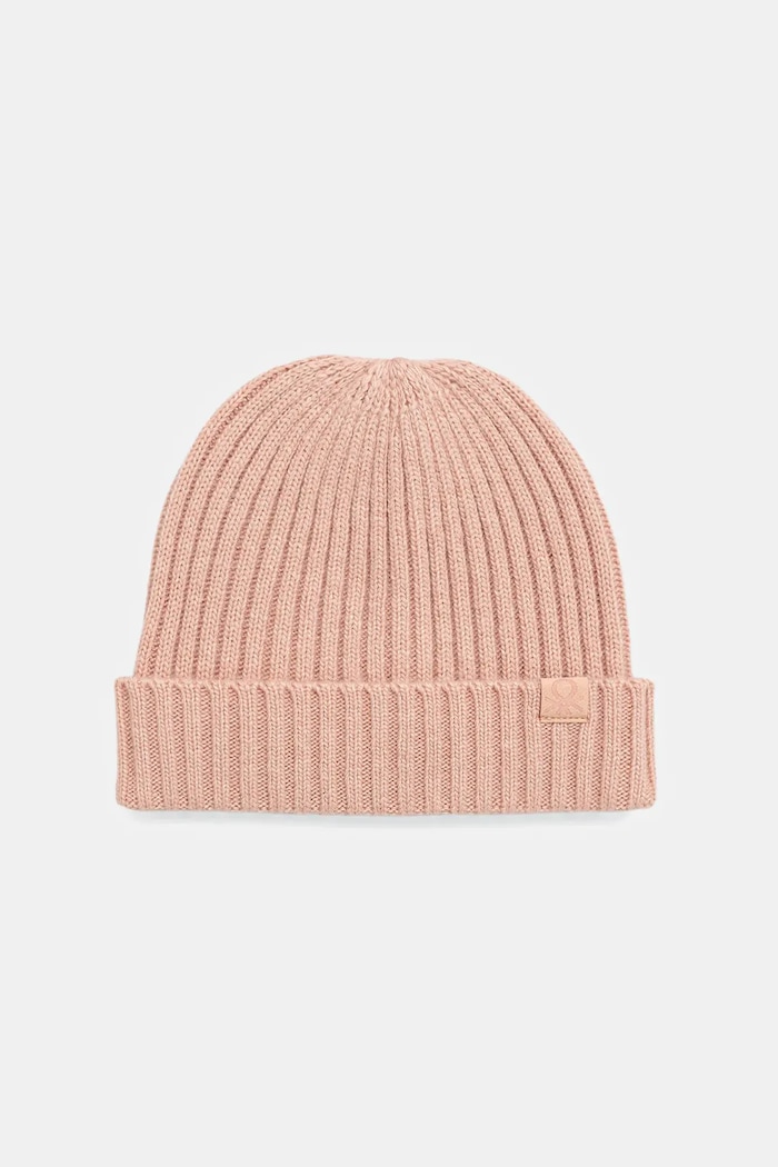 United Colors of Benetton czapka z wełną dziecięca cienka beżowy 126WGA006.P.seasonal