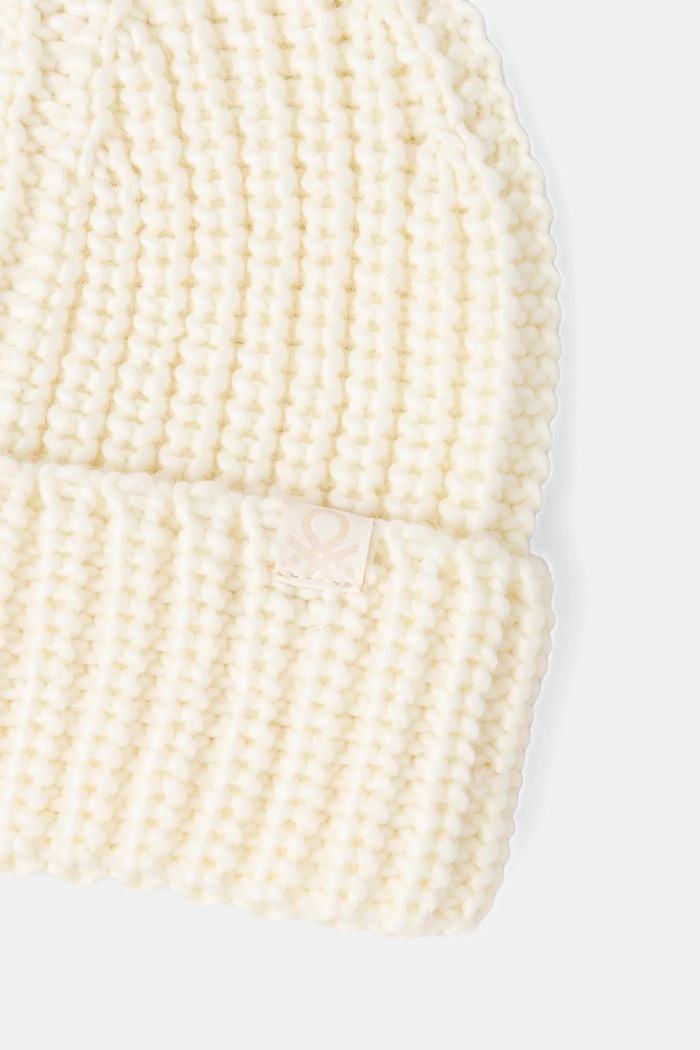 Dětská čepice s příměsí vlny United Colors of Benetton 105HCA014.G.seasonal béžová AW25