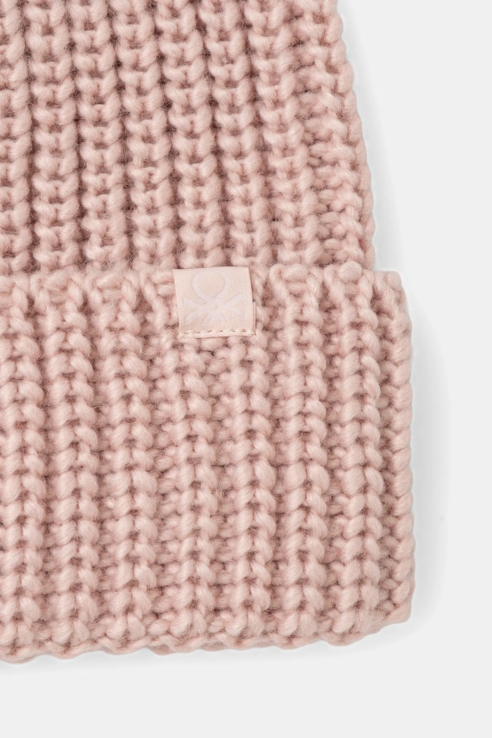 Dětská čepice s příměsí vlny United Colors of Benetton 105HCA014.G.seasonal béžová AW25