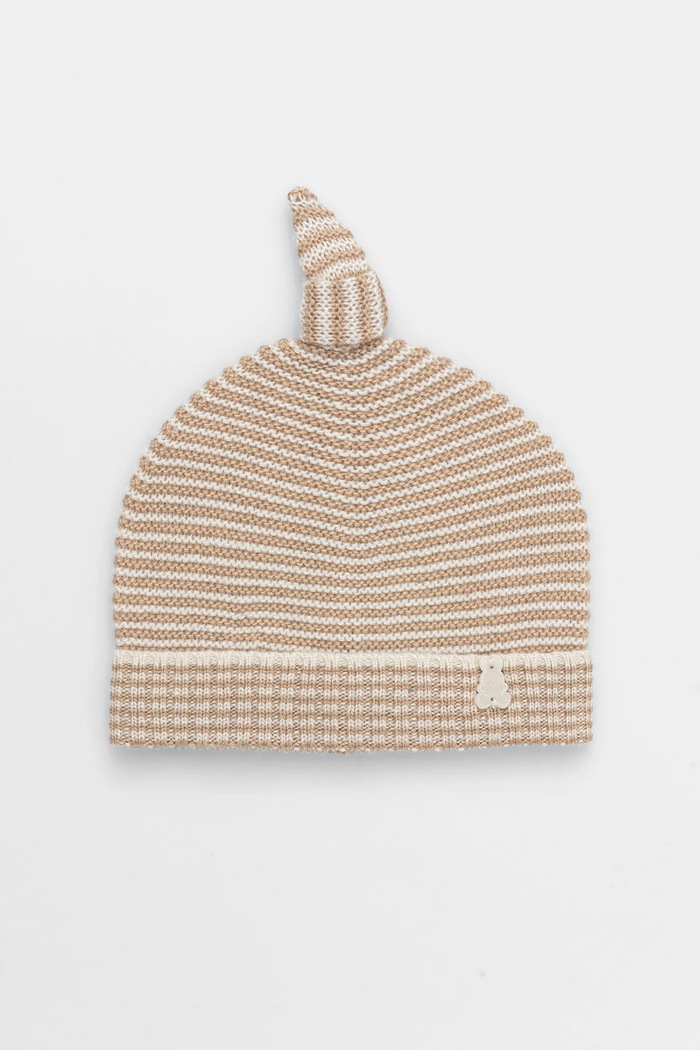 United Colors of Benetton czapka niemowlęca gruba beżowy 126WBA007.W.seasonal