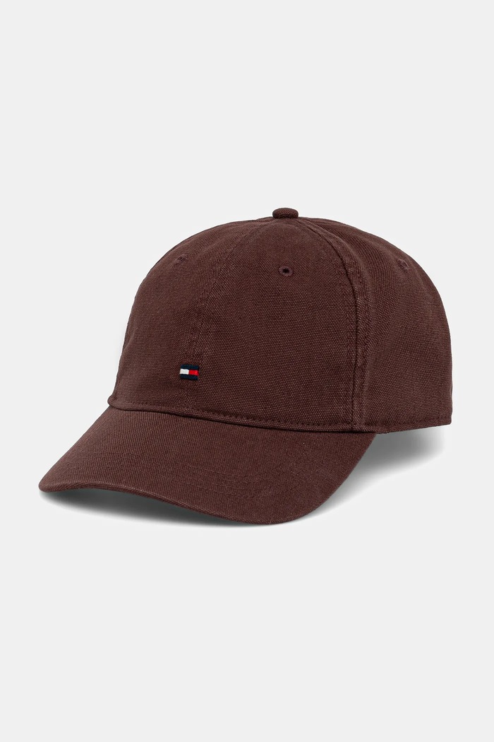 Tommy Hilfiger Czapka z daszkiem bawełniana brązowy AM0AM13426
