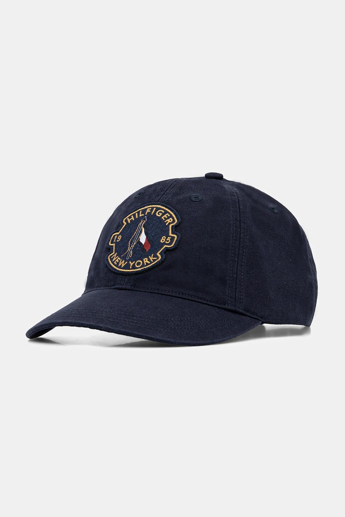 Tommy Hilfiger czapka z daszkiem bawełniana wzorzyste granatowy AM0AM13430