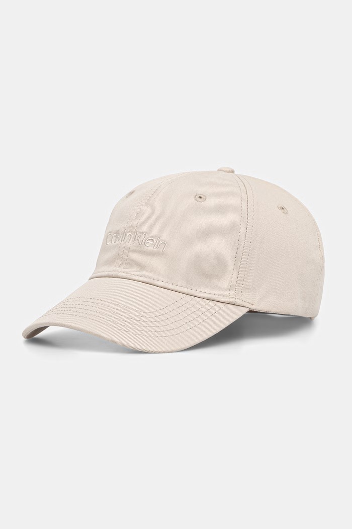 Calvin Klein Καπέλο μπέιζμπολ ανδρικό βαμβακερό μπεζ LV04D5003G