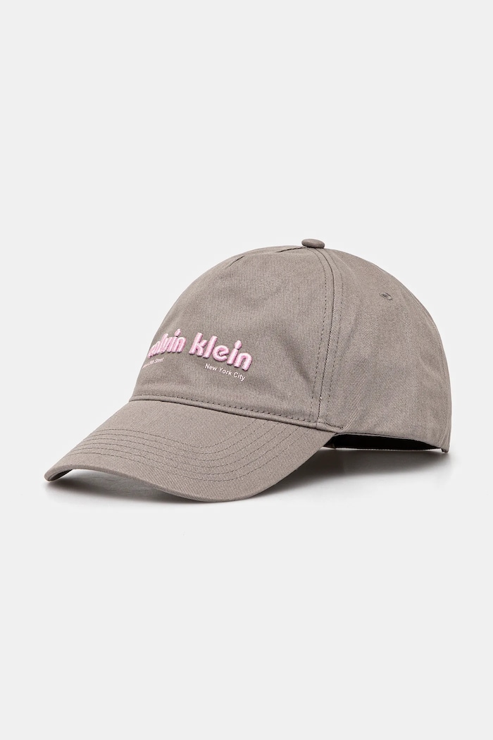 Calvin Klein czapka z daszkiem bawełniana aplikacja beżowy LV04G5061G