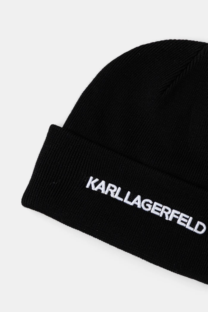 Αξεσουάρ Σκουφί από μείγμα μαλλιού Karl Lagerfeld K/ESSENTIAL A3M33159 μαύρο