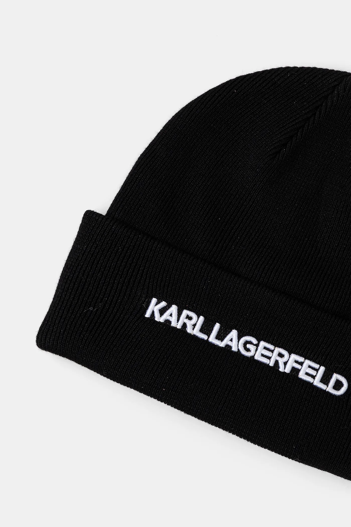 Αξεσουάρ Σκουφί από μείγμα μαλλιού Karl Lagerfeld K/ESSENTIAL A3M33159 μαύρο