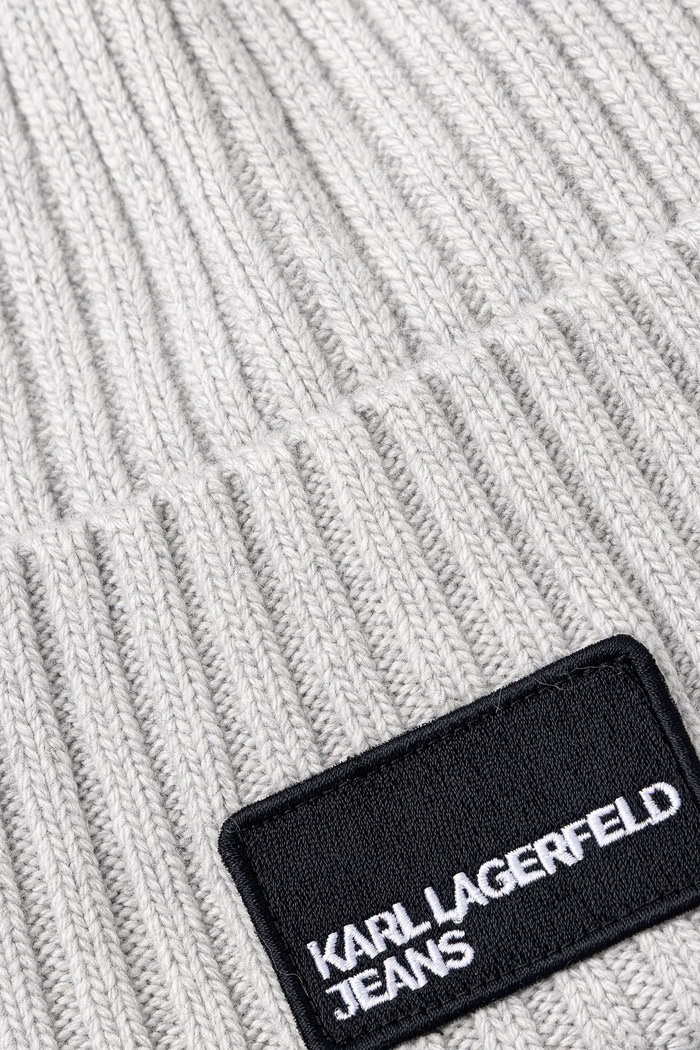 Karl Lagerfeld Jeans σκούφος ανδρικός από πρόσμιξη μαλλιού A3M33115 γκρί AW25