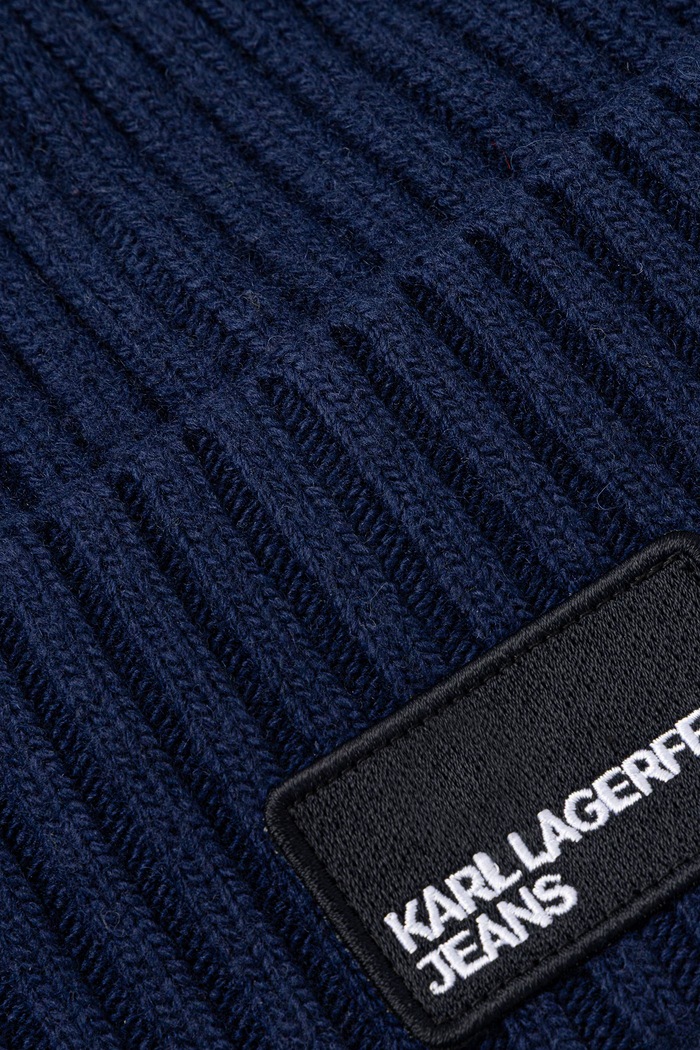 Karl Lagerfeld Jeans σκούφος ανδρικός από πρόσμιξη μαλλιού A3M33115 σκούρο μπλε AW25