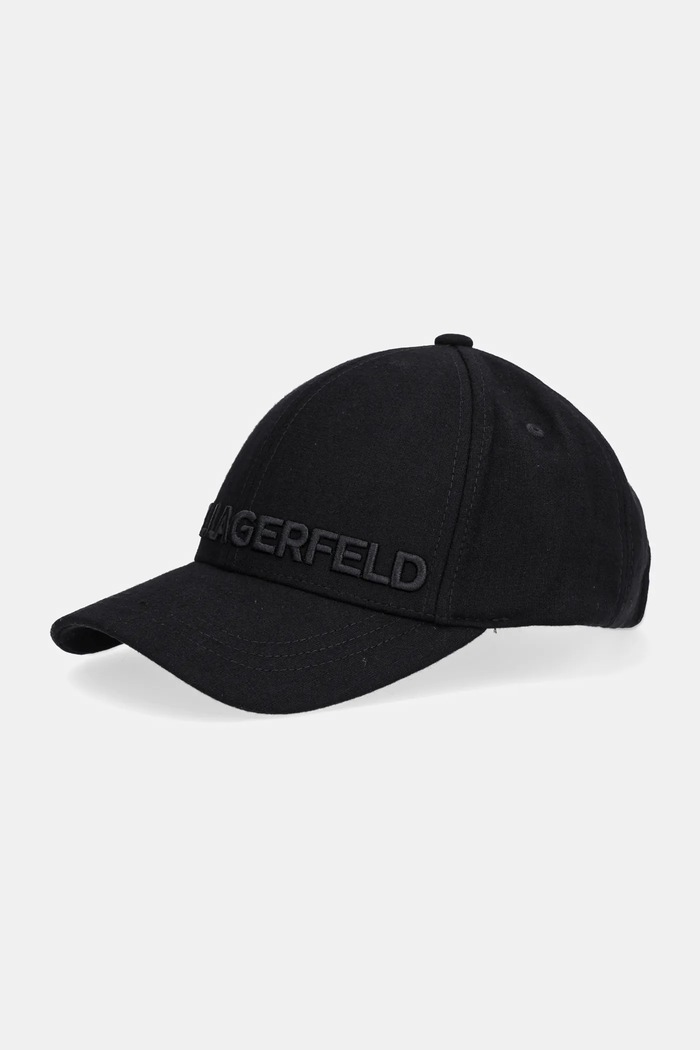 Karl Lagerfeld czapka z daszkiem z wełną z dodatkiem wełny czarny 554121.805614