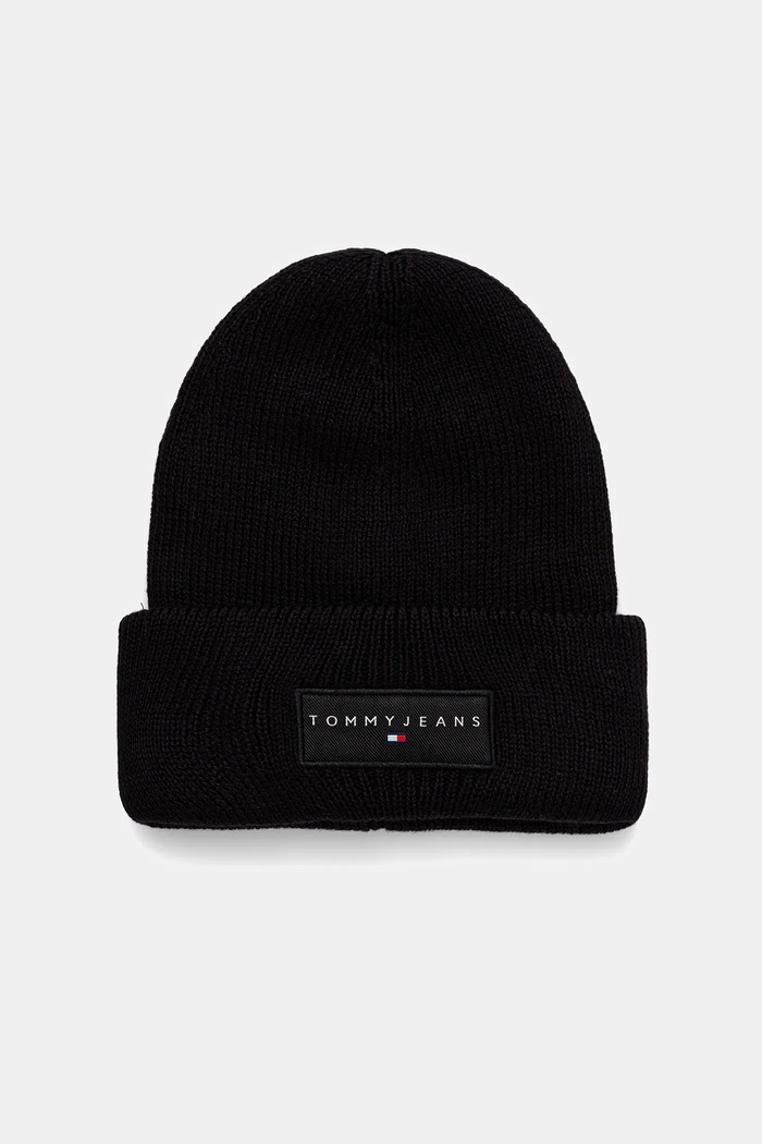 Tommy Jeans căciulă din bumbac uni negru AM0AM13666