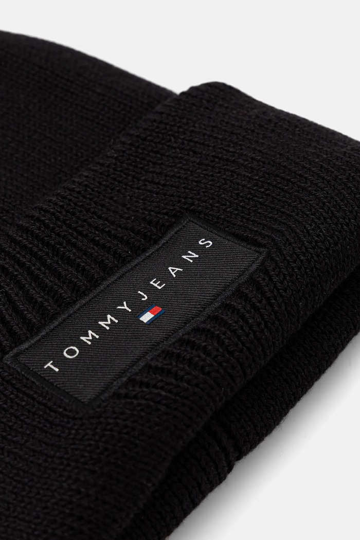 Tommy Jeans căciulă din bumbac AM0AM13666 negru AW25