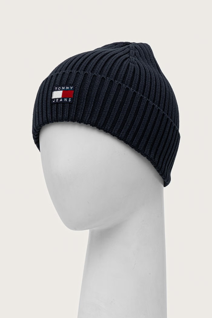 Akcesoria Tommy Jeans czapka beanie męska bawełniana AM0AM13669 granatowy