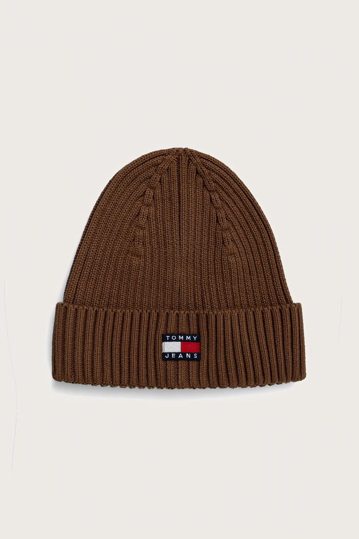 Tommy Jeans czapka beanie męska bawełniana brązowy AM0AM13669