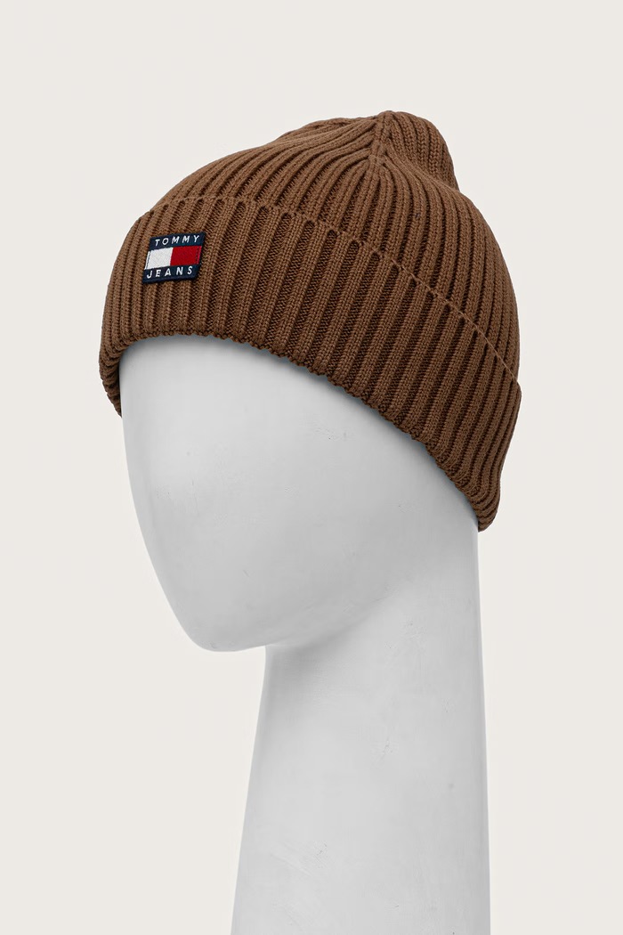 Akcesoria Tommy Jeans czapka beanie męska bawełniana AM0AM13669 brązowy