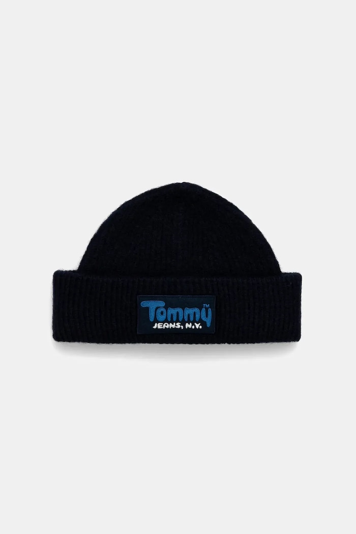Tommy Jeans sapka gyapjú keverékből sima sötétkék AM0AM13675