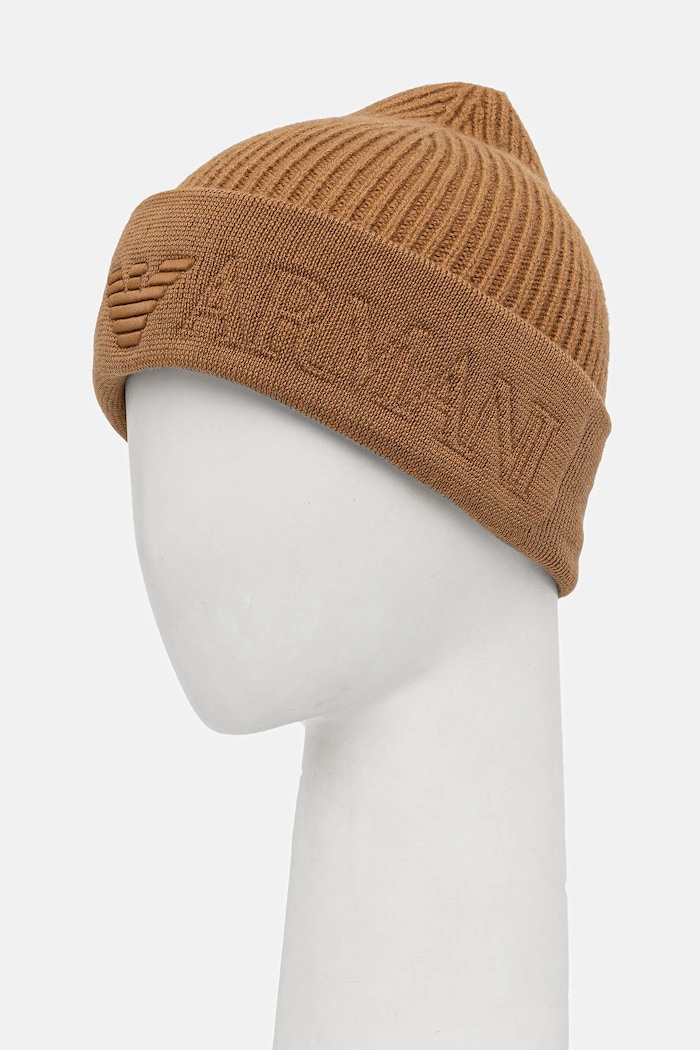 Vlnená čiapka Emporio Armani EM003750.AF19896 hnedá AW25