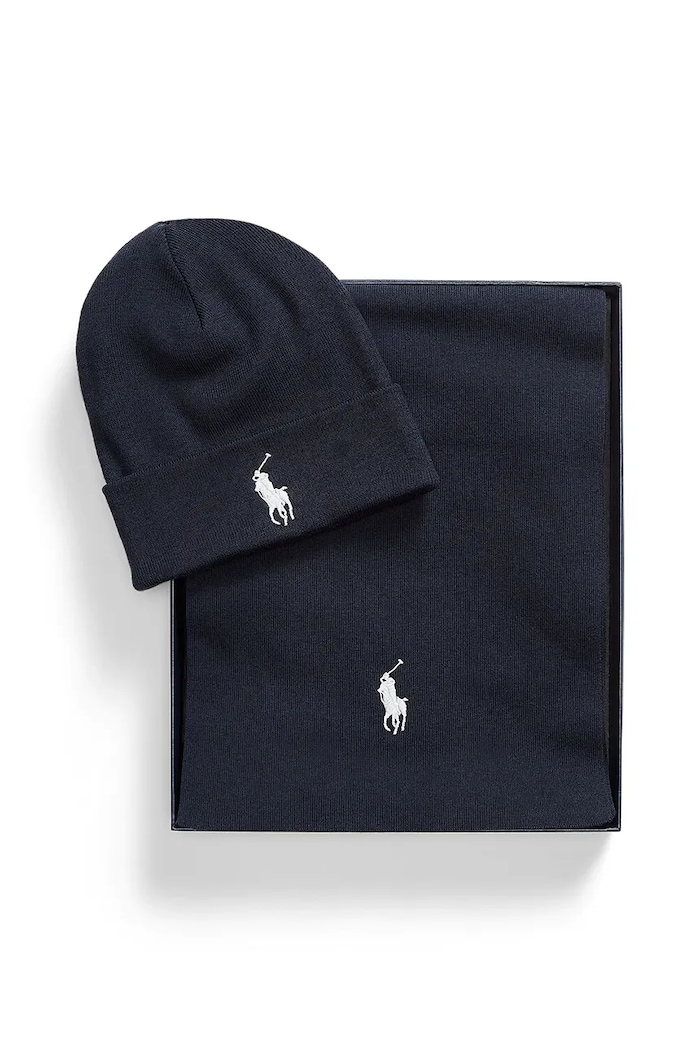 Polo Ralph Lauren căciulă și fular din bumbac 710953262 bej AW25