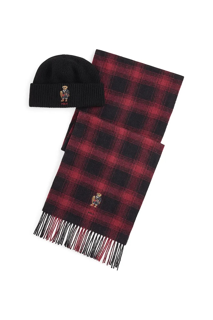 Polo Ralph Lauren czapka i szalik wełniany wełna multicolor 449P02049
