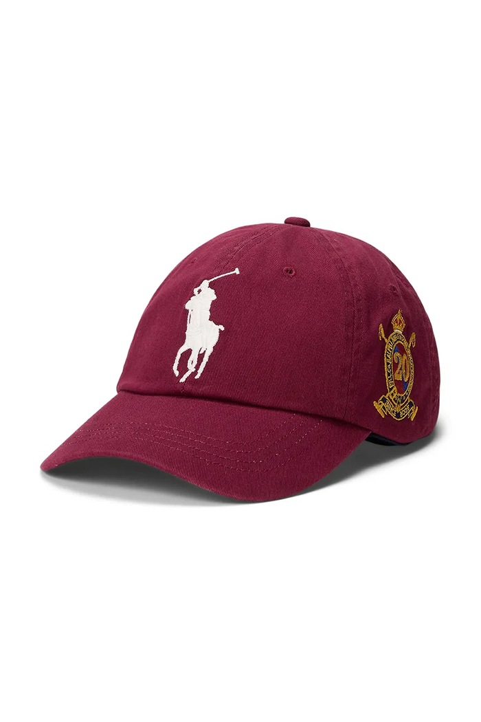 Polo Ralph Lauren czapka z daszkiem bawełniana aplikacja bordowy 710982207