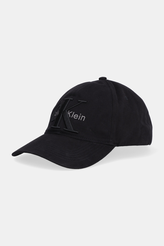 Βαμβακερό καπέλο του μπέιζμπολ Calvin Klein απλικέ μαύρο LV04D5039G