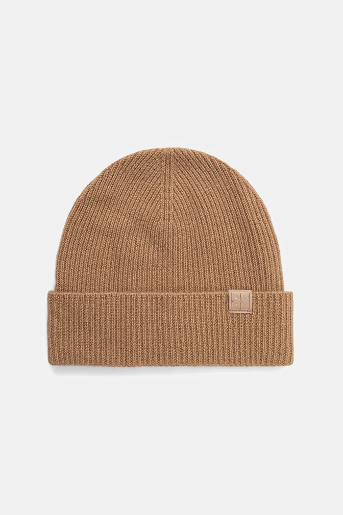 Calvin Klein căciulă de cașmir uni maro LV04D8013G