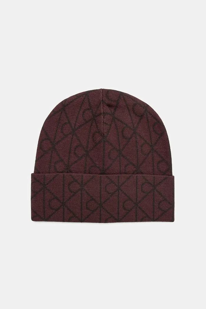 Calvin Klein căciulă cu modele burgundia LV04D8050G