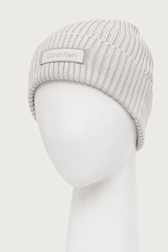 Calvin Klein čiapka pánska bavlnená LV04D8053G sivá AW25