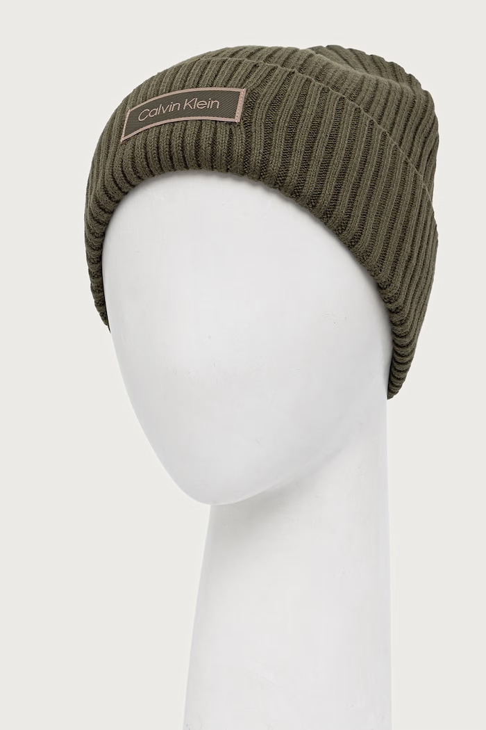 Calvin Klein čepice pánská bavlněná LV04D8053G zelená AW25