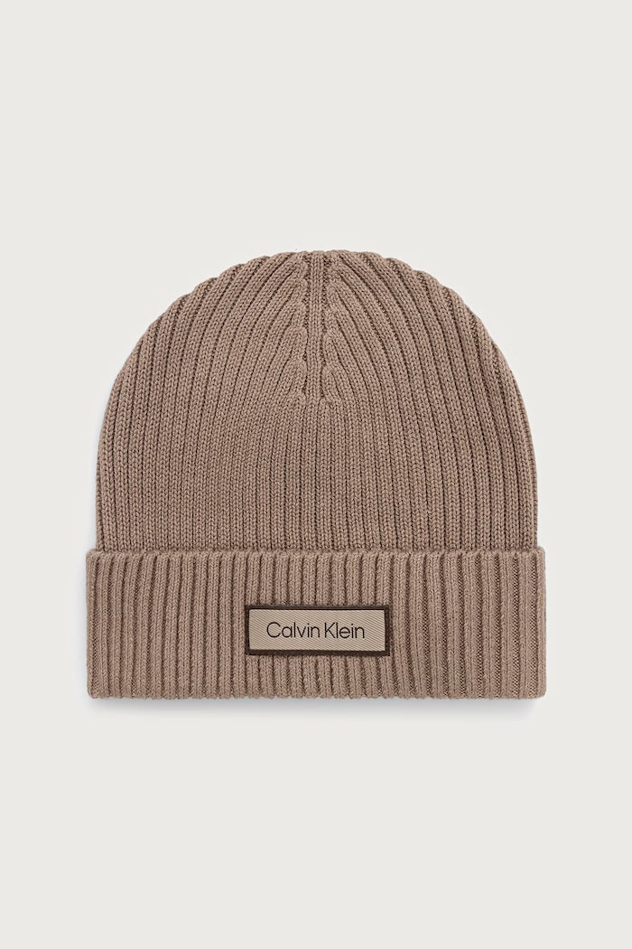 Calvin Klein čiapka pánska bavlnená béžová LV04D8053G