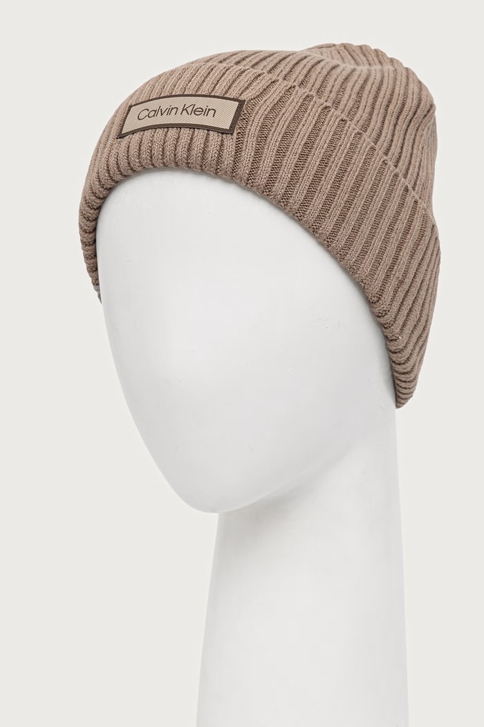 Calvin Klein čiapka pánska bavlnená LV04D8053G béžová AW25