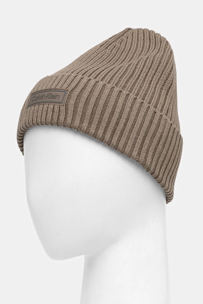 Calvin Klein czapka z domieszką kaszmiru LV04D8053G zielony AW25