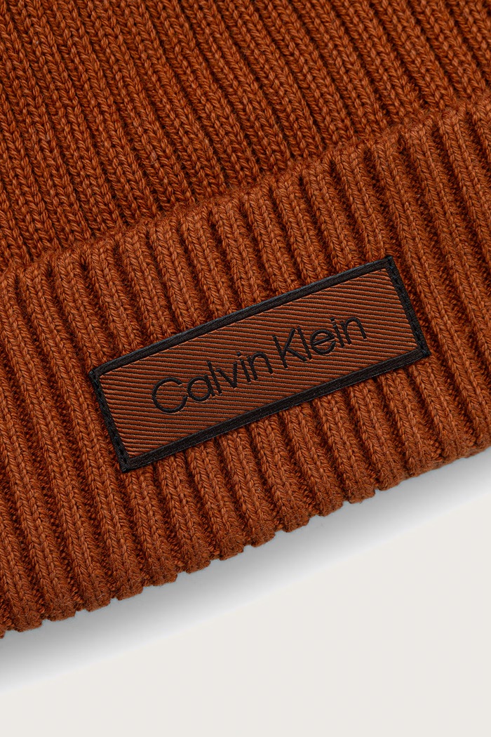 Calvin Klein czapka męska bawełniana LV04D8053G brązowy AW25
