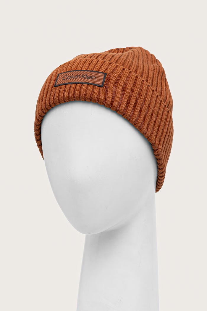 Akcesoria Calvin Klein czapka męska bawełniana LV04D8053G brązowy